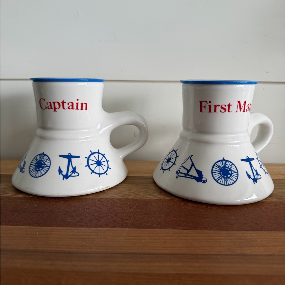 1984 Feltman Langer Porcelain Captain & First Mate Ship Mugs PRICE DROP FIRM